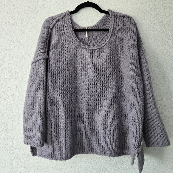 Free People M Purple Chunky Knit Pullover Sweater - Picture 1 of 7